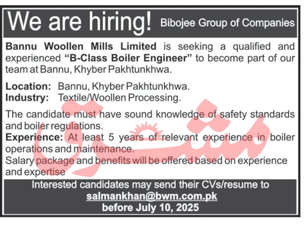 Jobs in Bibojee Group of Companies KPK